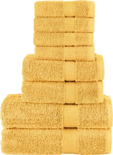 vidaXL Premium håndklesett 8 deler SOLUND gull 600 g/m2 vidaXL Premium håndklesett 8 deler SOLUND gull 600 g/m2