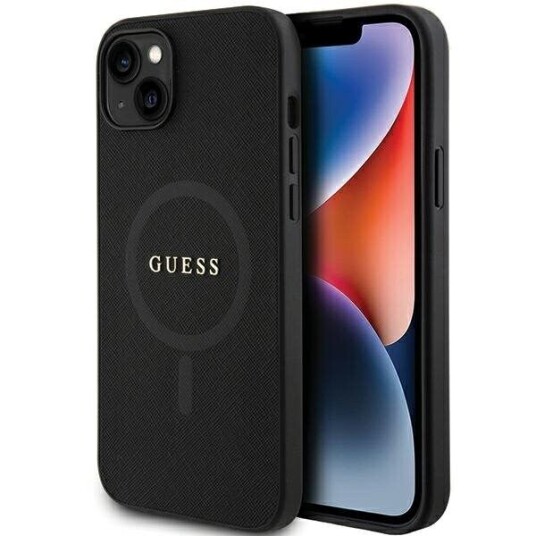 Guess Iphone 15 Plus Deksel Saffiano Magsafe Svart