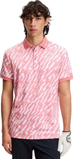 J.Lindeberg Tour Tech Print Polo Herre Oak Flamingo M XL J.Lindeberg Tour Tech Print Polo Herre Oak Flamingo M XL