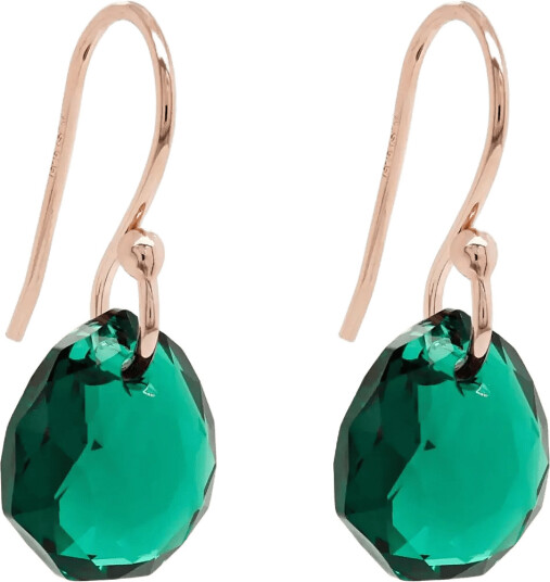 Marmara Sterling 925 Silver Majestic Earrings Emerald Rose Gold   Green   ONE SIZE