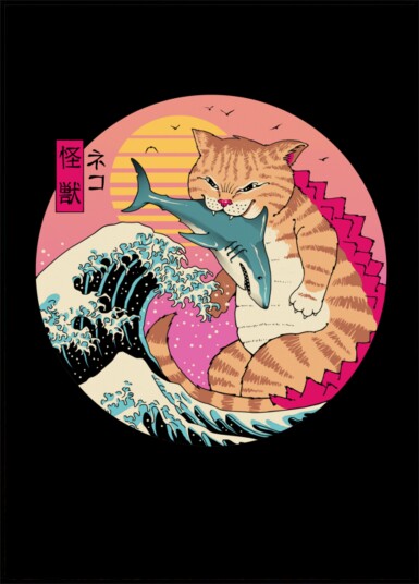 Neko Wave Kaiju By Vincent Trinidad Art Plakat / 30x40 Neko Wave Kaiju By Vincent Trinidad Art Plakat / 30x40
