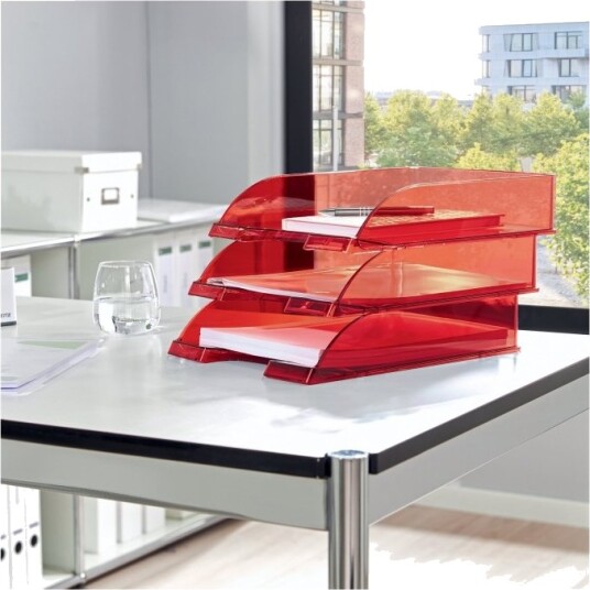 Leitz Plus   Brevbakke   For A4 210 X 297 Mm   Gjennomsiktig Mørkerød