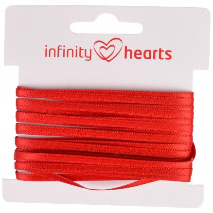 Infinity Hearts Satengbånd Dobbeltsidig 3mm 250 Rød 5m