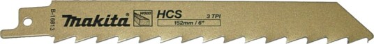 Makita B-16813 Stikksagblad Hcs 152X1,25Mm (3Tpi), 5Stk, For Tre, Sponplater, Laminert Tre <100Mm