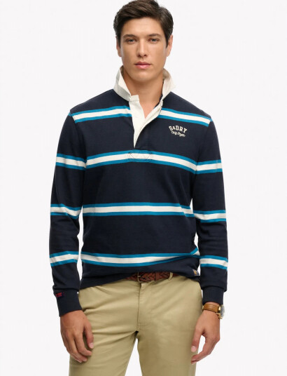 Superdry Vintage Athletic Stripe Rugby Navy L Superdry Vintage Athletic Stripe Rugby Navy L