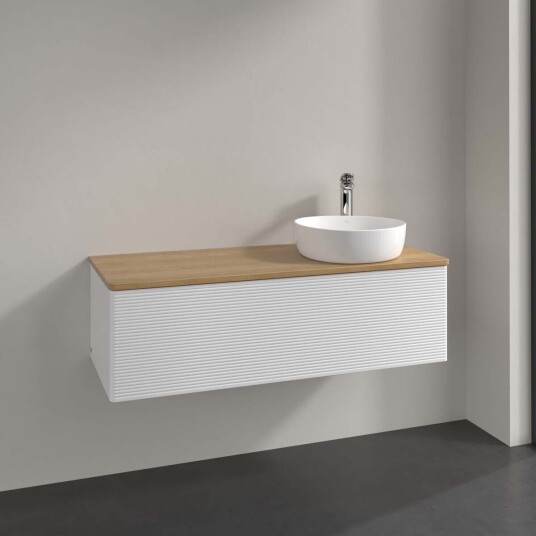 Villeroy & Boch Antao Servantskap med 1 skuff 120x50x36 cm u/lys Hvit Blank/Eik Villeroy & Boch Antao Servantskap med 1 skuff 120x50x36 cm u/lys Hvit Blank/Eik