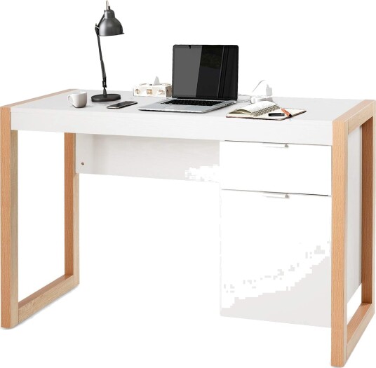 Moderne hvitt skrivebord med oppbevaring – 112,5 x 50 x 75 cm