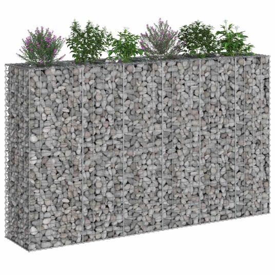 Gabion hevet seng 3 pcs sølv 250 x 50 x 150 cm Galvanisert Stål