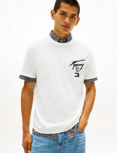 Tommy Jeans Tjm Reg City Sign Ss Tee Ext   White   XL