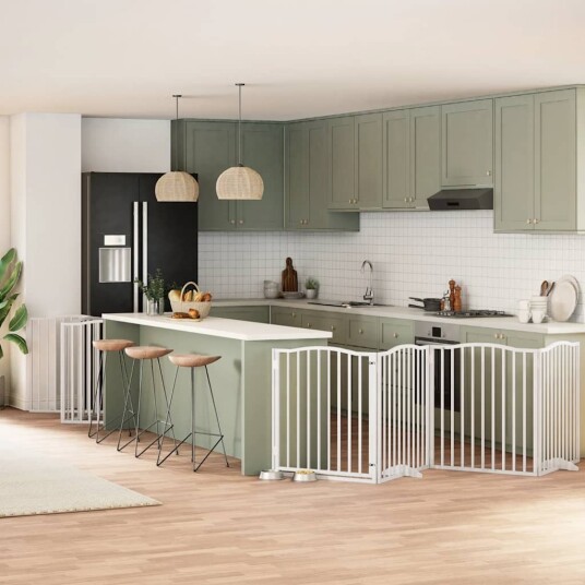 Vidaxl Hundeport Sammenleggbar 10 Paneler Hvit 800 cm Poppeltre