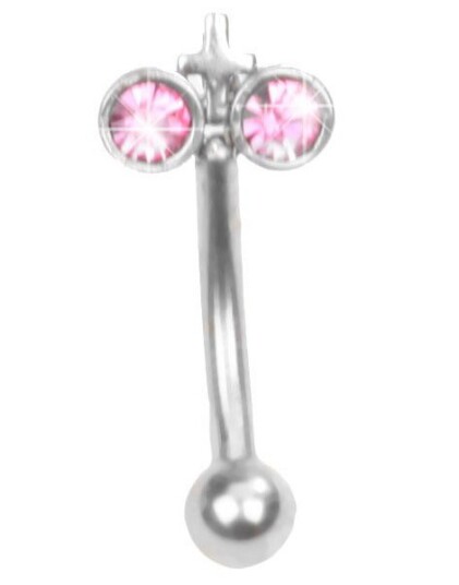 Utgått Øyenbrynspiercing med Rosa Stener og Kors 1.2 x 8 mm