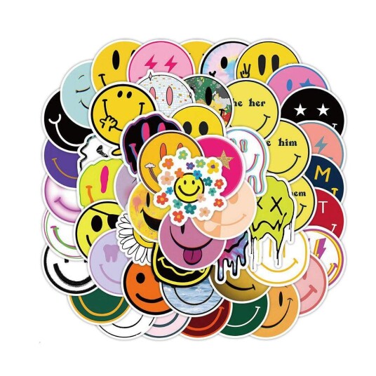Klistremerker - Smiley - 50 stk