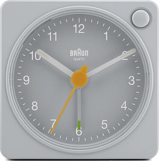 Braun BC02XG Analog vekkerklokke - slumrefunksjon, lys - grå