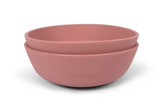 Filibabba Barneskål i silikon 2pk -Rose