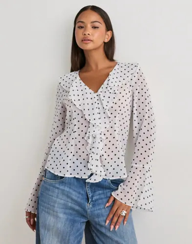Vero Moda Hvit Vmwillow Ls Frill Top Wvn Lcs