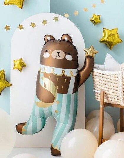 PartyDeco Folieballong Teddybjørn Blå