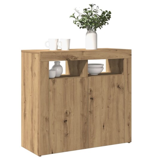 Skjenk med LED-lys artisan eik 80x35x75 cm konstruert tre 8721158437990