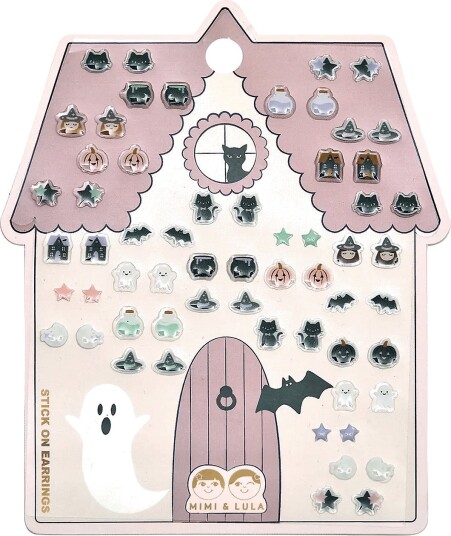 Mimi & Lula Stick On Earrings 30 Pairs   Haunted House   Multi/patterned   ONE SIZE