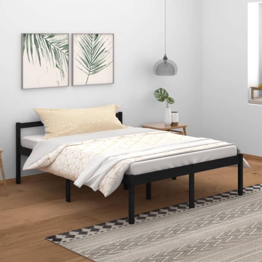 vidaXL Sengeramme svart heltre furu 150x200 cm 5FT King