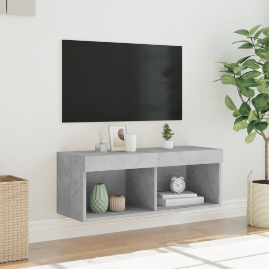 vidaXL TV-benk med LED-lys betonggrå 80x30x30 cm 8721012257313
