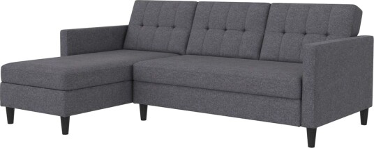Sovesofa Hartford 213x153x82 cm Grå Linstoffutseende 100 % polyester 213x153x82 cm Grå Linstoffutseende 100 % polyester