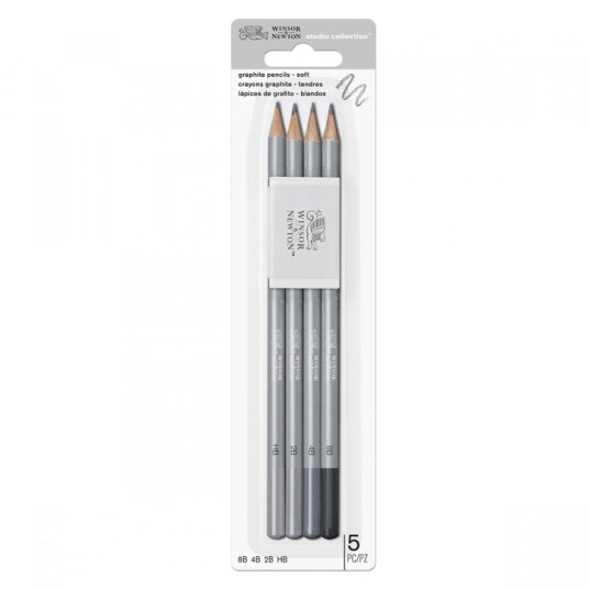 Winsor & Newton Studio Collection Blyanter Soft 4-sett + Viskelær Winsor & Newton Studio Collection Blyanter Soft 4-sett + Viskelær