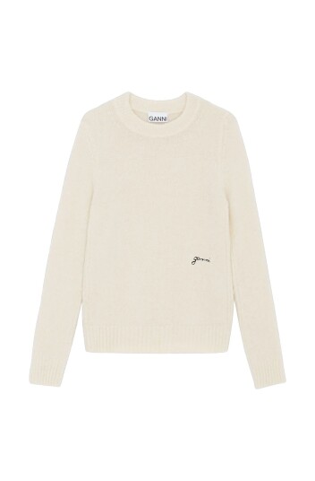 Ganni Brushed Alpaca O-Neck Genser Egret female S Ganni Brushed Alpaca O-Neck Genser Egret female S