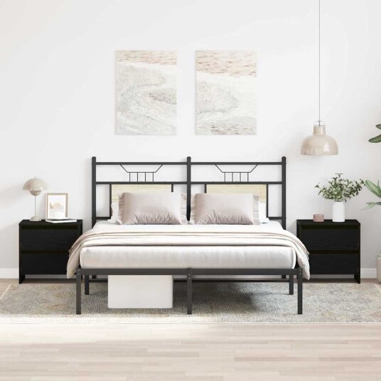  Nattbord 2 stk Svart Eik 45x34x44,5 cm Konstruert Tre