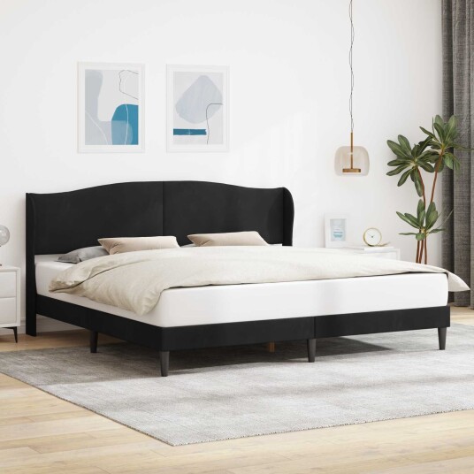 Sengestamme med hodegjerde Svart 180 x 200 cm Fløyel Sengestamme med hodegjerde Svart 180 x 200 cm Fløyel