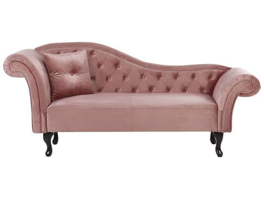 Beliani Sjeselong Fløyel Rosa Lattes Beliani Sjeselong Fløyel Rosa Lattes
