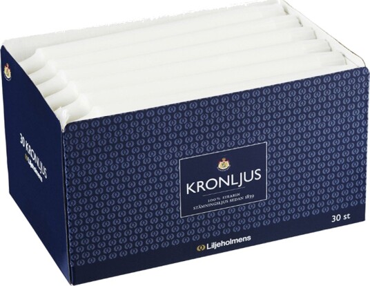 Liljeholmens Kronelys 21,1 cm 30 stk hvit