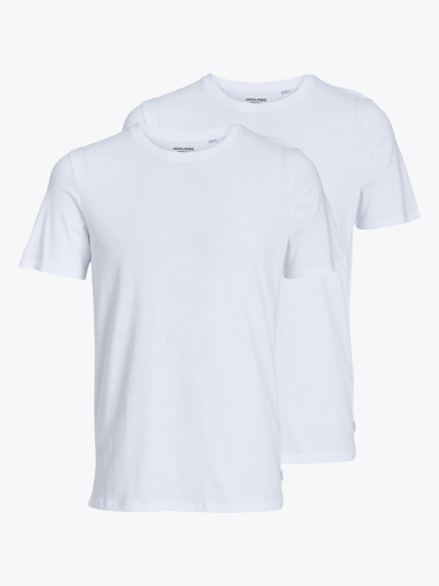 Jack and Jones Basic Crew Neck Tee 2 Pack Hvit XXL Jack and Jones Basic Crew Neck Tee 2 Pack Hvit XXL