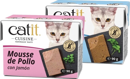 Catit Våtfôr Cuisine Mousse Tunfisk Med Laks & Med Skinke Kylling 12 X 90 G