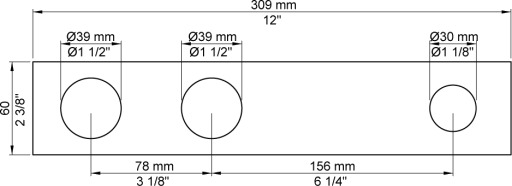 VOLA PLATE 5003 3 HULL BØRSTE Børstet krom