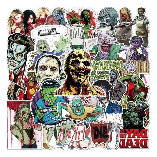 Klistremerker zombie - 50 stk