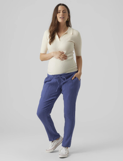 Vero Moda Maternity Vmmholly 2/4 Polo Pullover Ga Noos - White - XXL