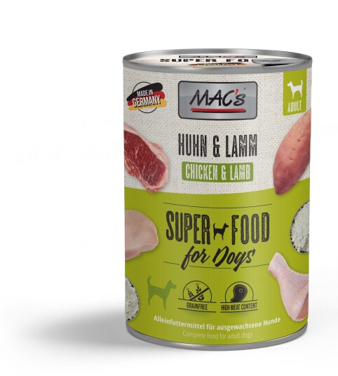 Mac'S Super Food For Dogs Kylling Og Lam Våtfôr 6X800G
