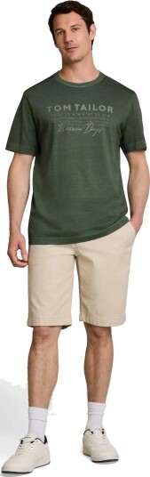 Tom Tailor Printed Garment Dye T Shirt   Khaki green   M