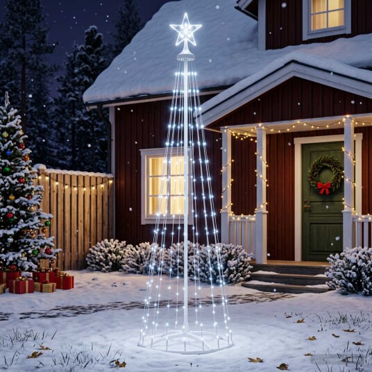 vidaXL LED-juletre 180 cm 250 LED-lys Kaldhvit Stål Hvit