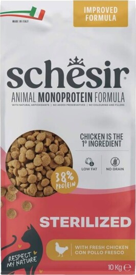 Schesir Monoprotein Sterilized Kylling Tørrfôr 10 kg