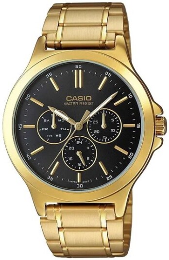 Casio Herreklokke MTP V300G 1AUDF Classic Sort/Gulltonet stål Ø41.5