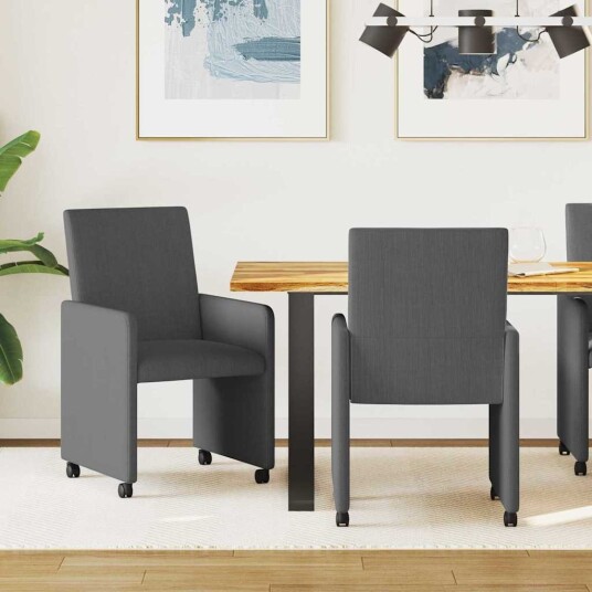 Spisebordsstoler med hjul 2 pcs Mørke grå 57 x 66 x 94 cm Spisebordsstoler med hjul 2 pcs Mørke grå 57 x 66 x 94 cm