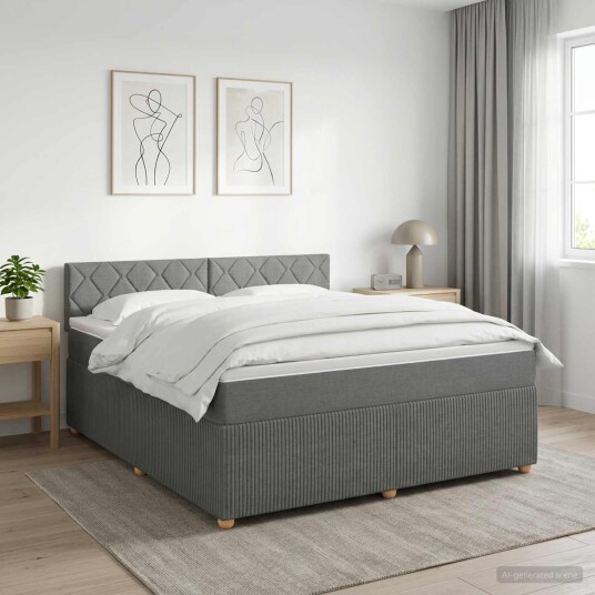 vidaXL Kontinentalseng med madrass Mørkegrå 160 x 200 cm Stoff