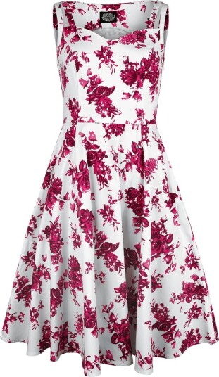 H&R London Middellang kjole Rosaceae Swing Dress XS til 4XL Damer hvit rosa