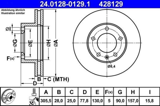 Bremseskive ATE 24.0128-0129.1