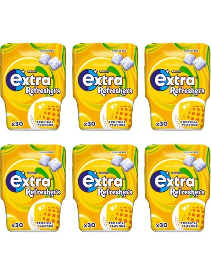 6 stk Extra Refreshers Tropical Flavour Tyggegummi Boks 67g Hel Eske