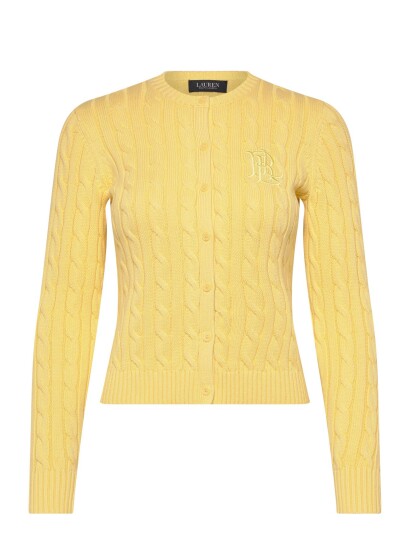 Lauren Ralph Lauren Cable Knit Cotton Cardigan   Yellow   S