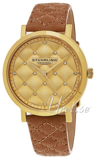 Stührling Original Dameklokke 462.02 Vogue Audrey Gull/Lær Ø38 mm