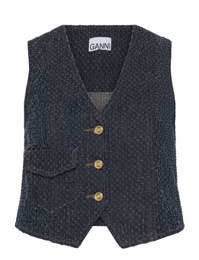 GANNI Fluffy Denim Vest Navy 38 GANNI Fluffy Denim Vest Navy 38