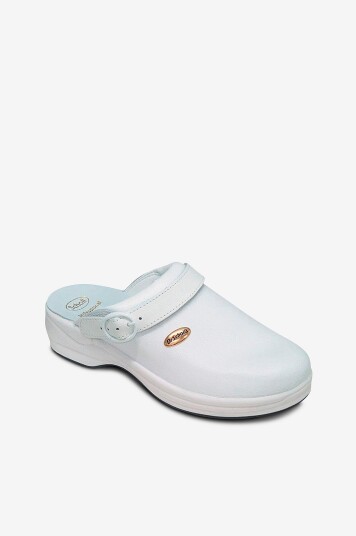 Scholl New Bonus tøffel av skinn 36 42 Hvit Scholl New Bonus tøffel av skinn 36 42 Hvit